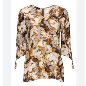 Lafayette 148 New York  Women's Kenna Floral Silk Blouse Gray/Multi